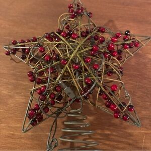 Wire Star Tree Topper with Red Accents